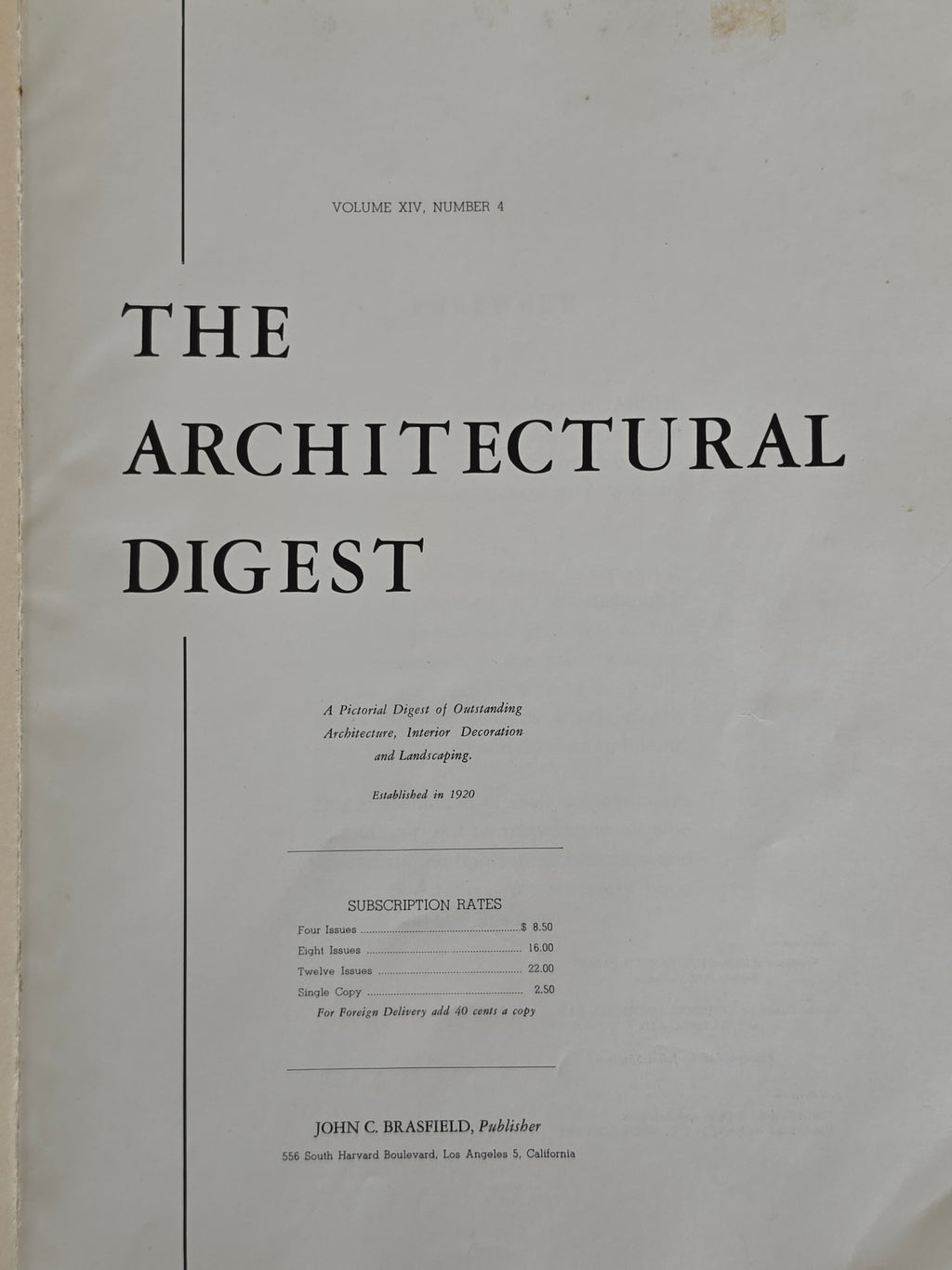 Vintage 1955 Architectural Digest — Volume 14, Issue 4
