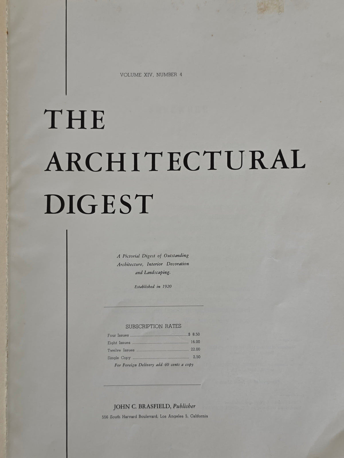 Vintage 1955 Architectural Digest — Volume 14, Issue 4