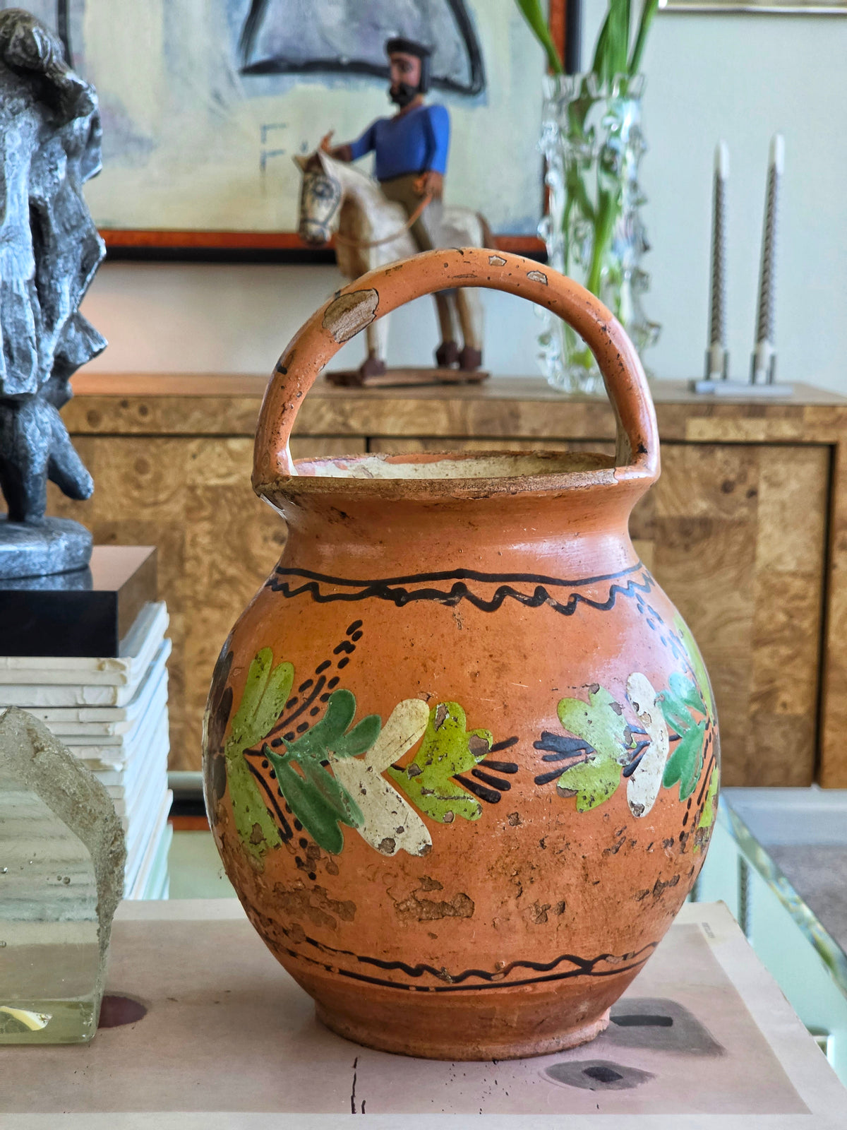 Antique Hungarian Folk Art Earthenware Pot