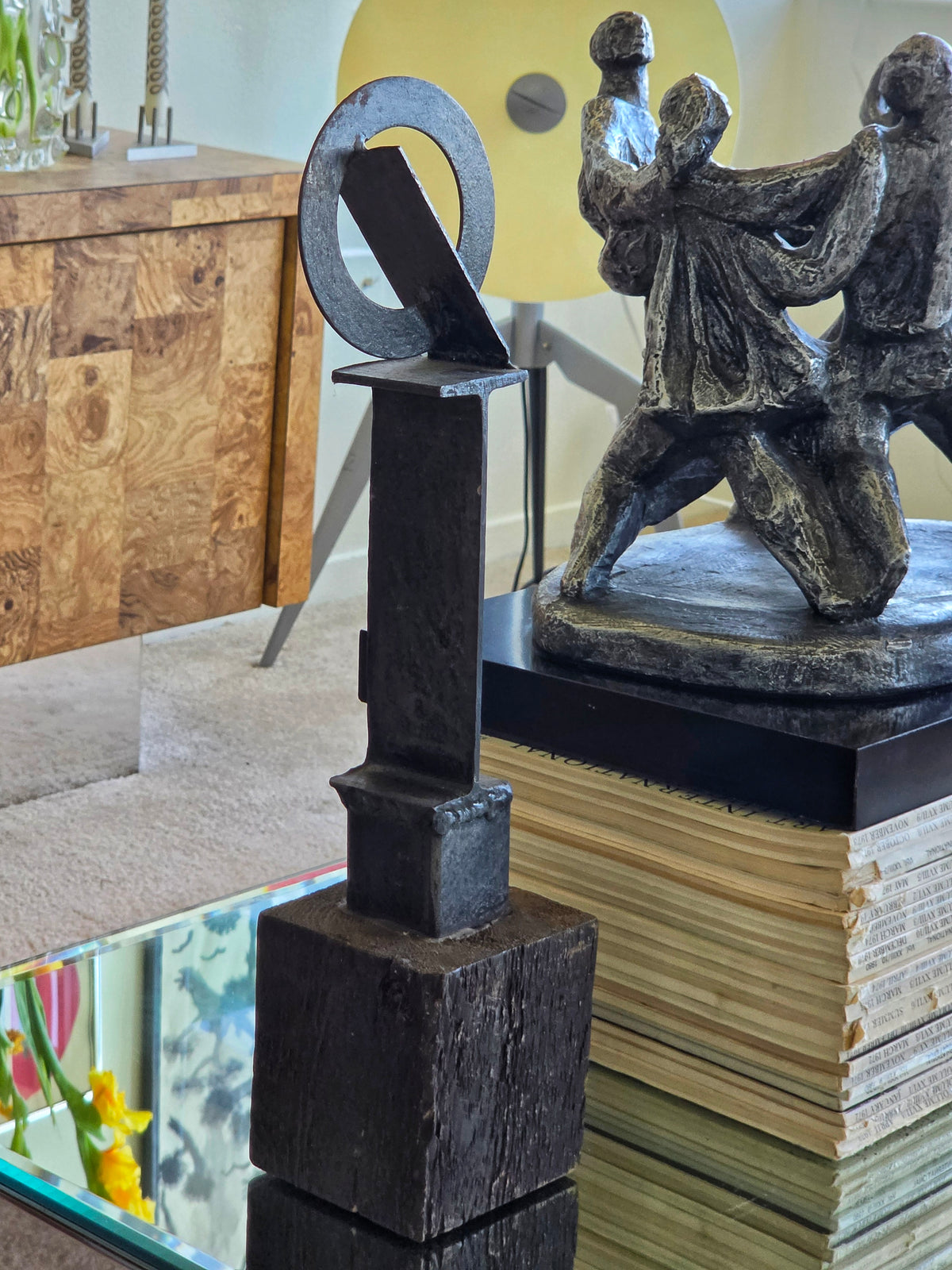 Brutalist Steel Abstract Tabletop Sculpture