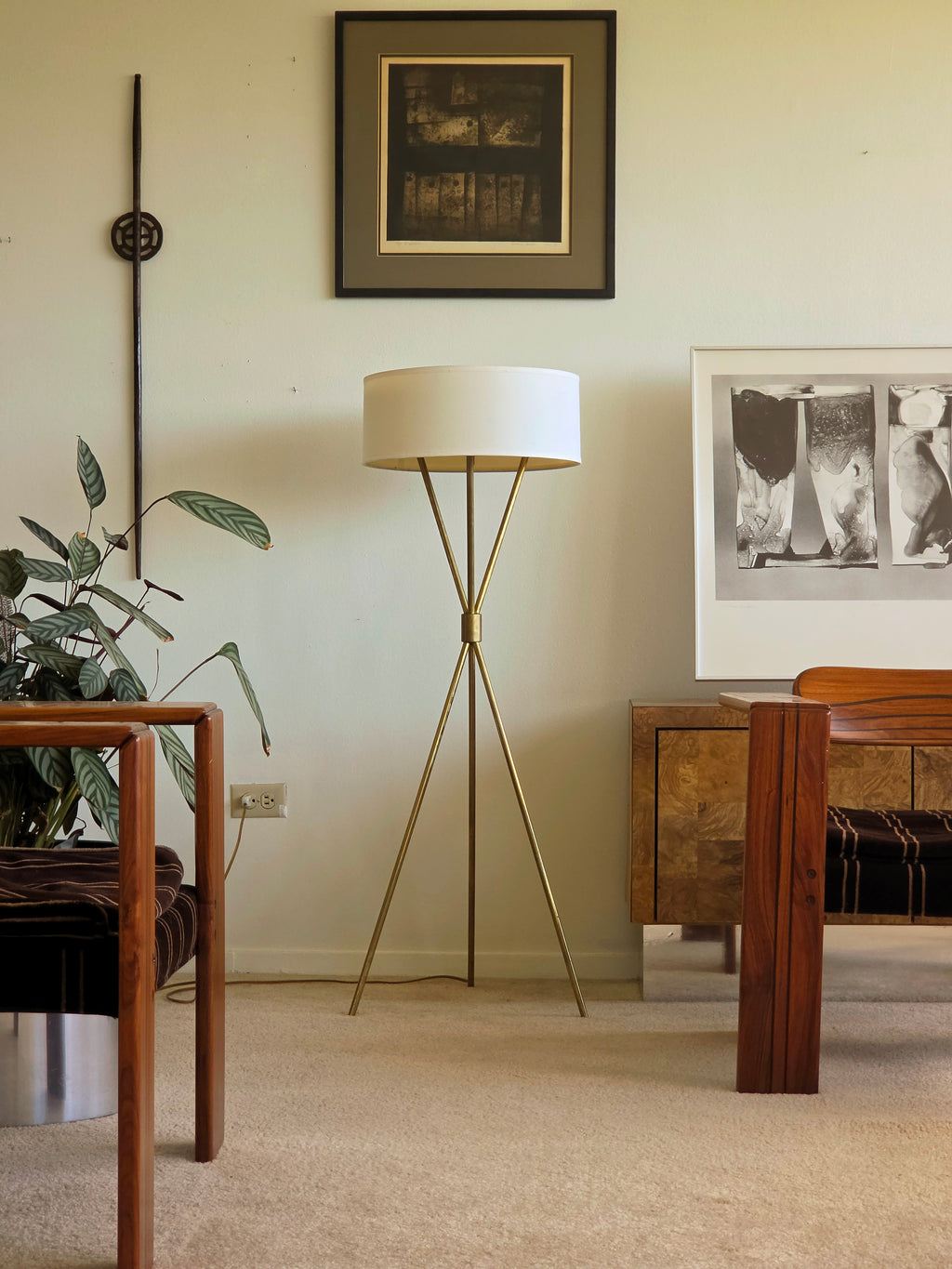 T.H. Robsjohn-Gibbings Brass Tripod Floor Lamp for Hansen NY