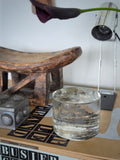 Vintage Large Textured Clear Glass Cylinder Paperweight Object