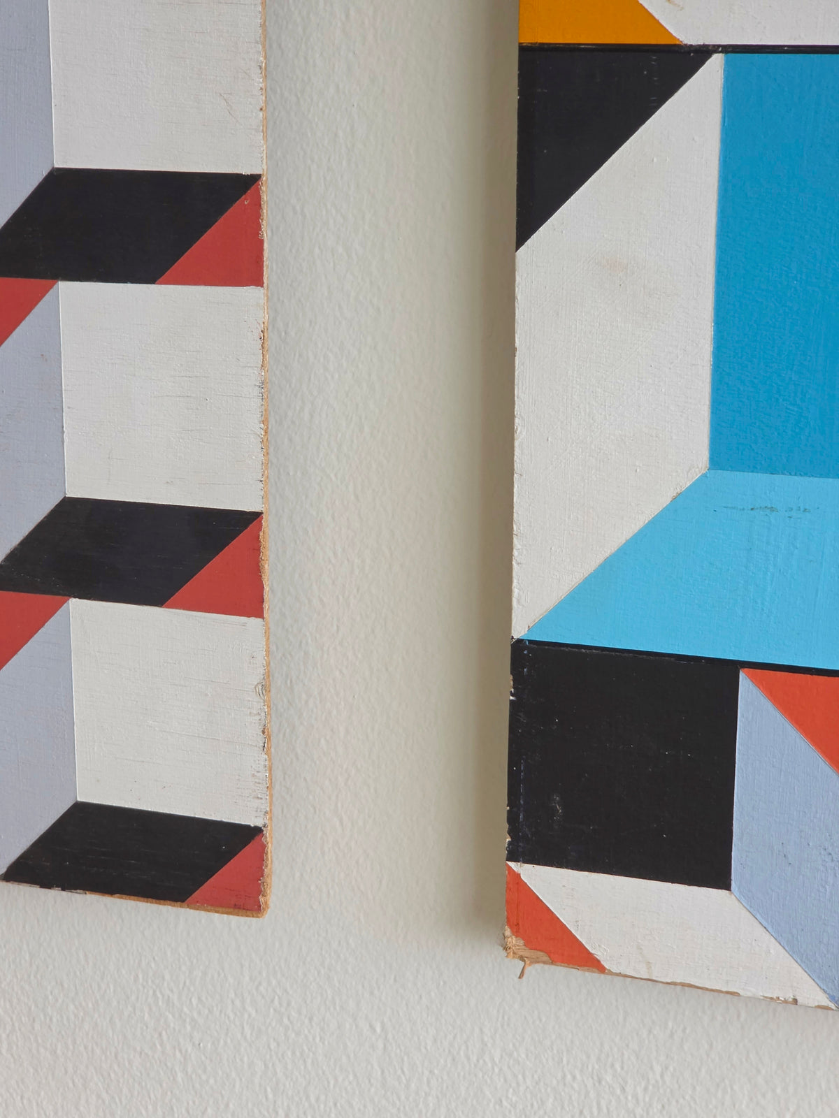 Pair of J.H. Henig Geometric Op Art Paintings