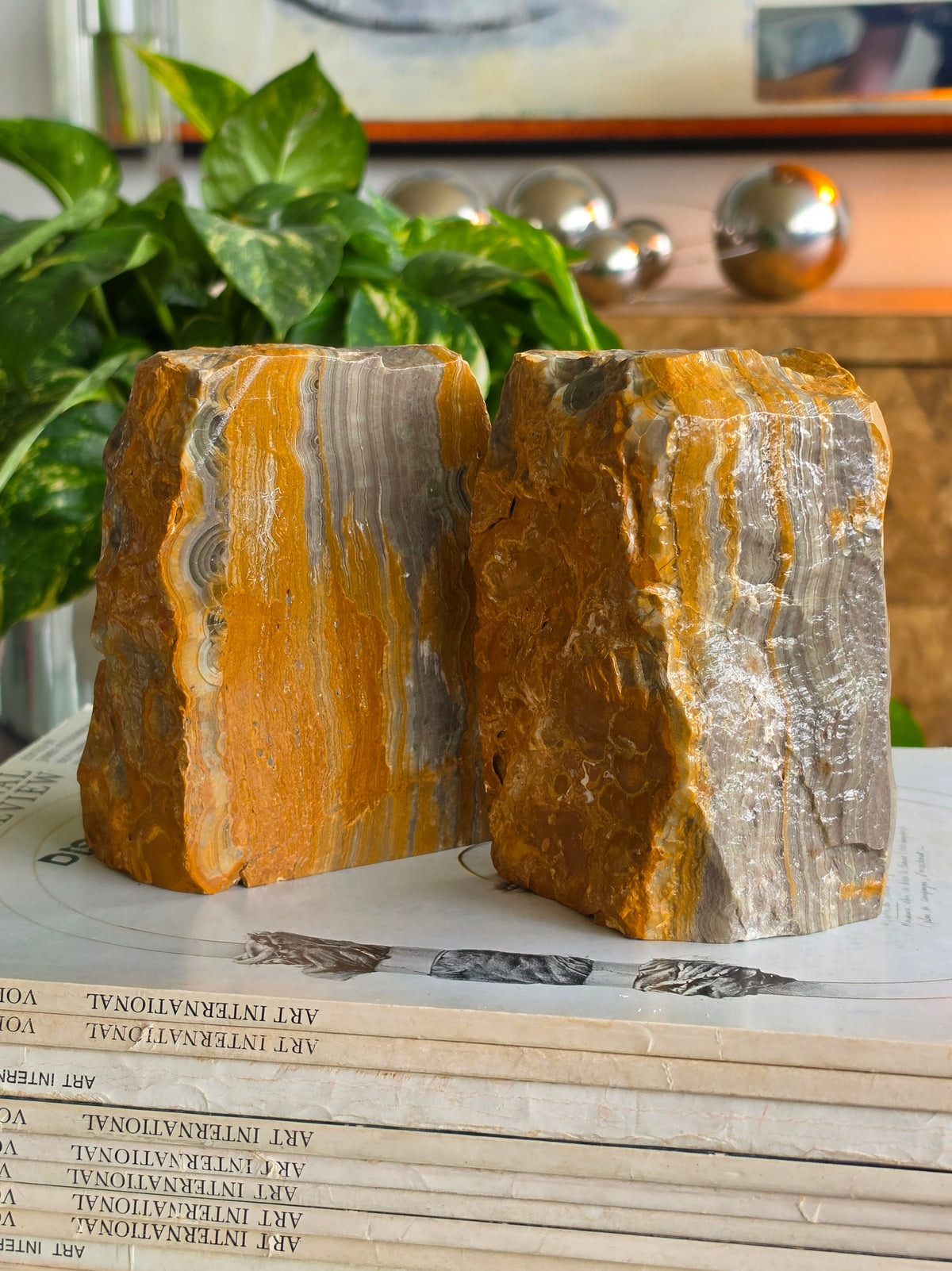 Pair of Bumblebee Jasper Bookends