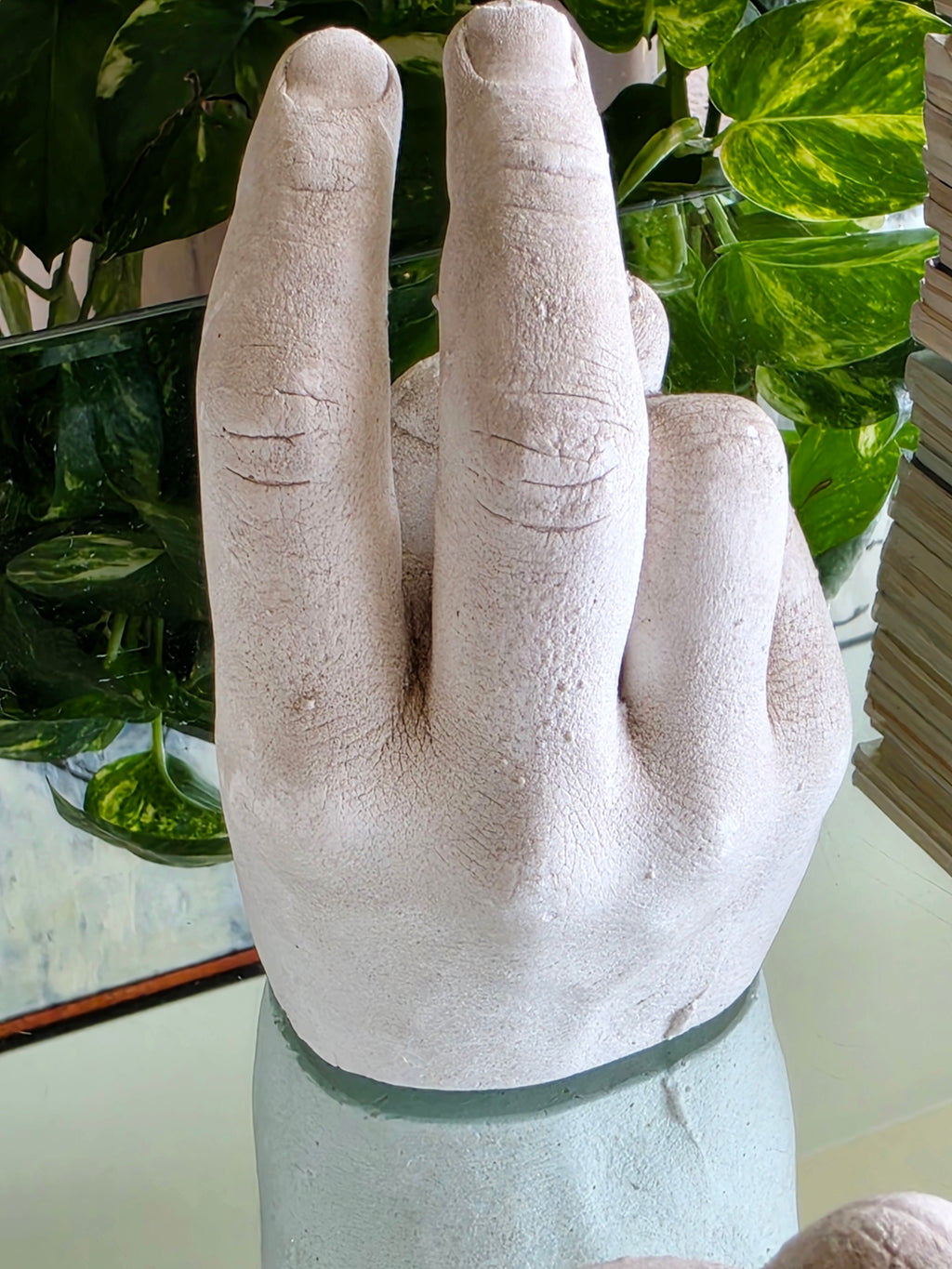Set of Three Ceramic Hand Sculptures, Signed “PL 79”