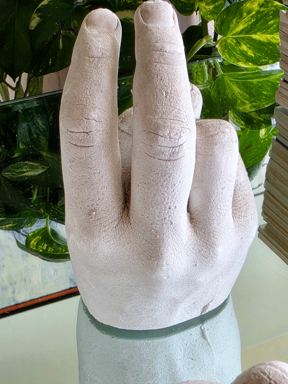 Set of Three Ceramic Hand Sculptures, Signed “PL 79”