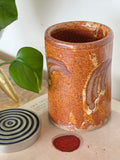 Japanese Rust Glazed Cylindrical Pottery Vessel