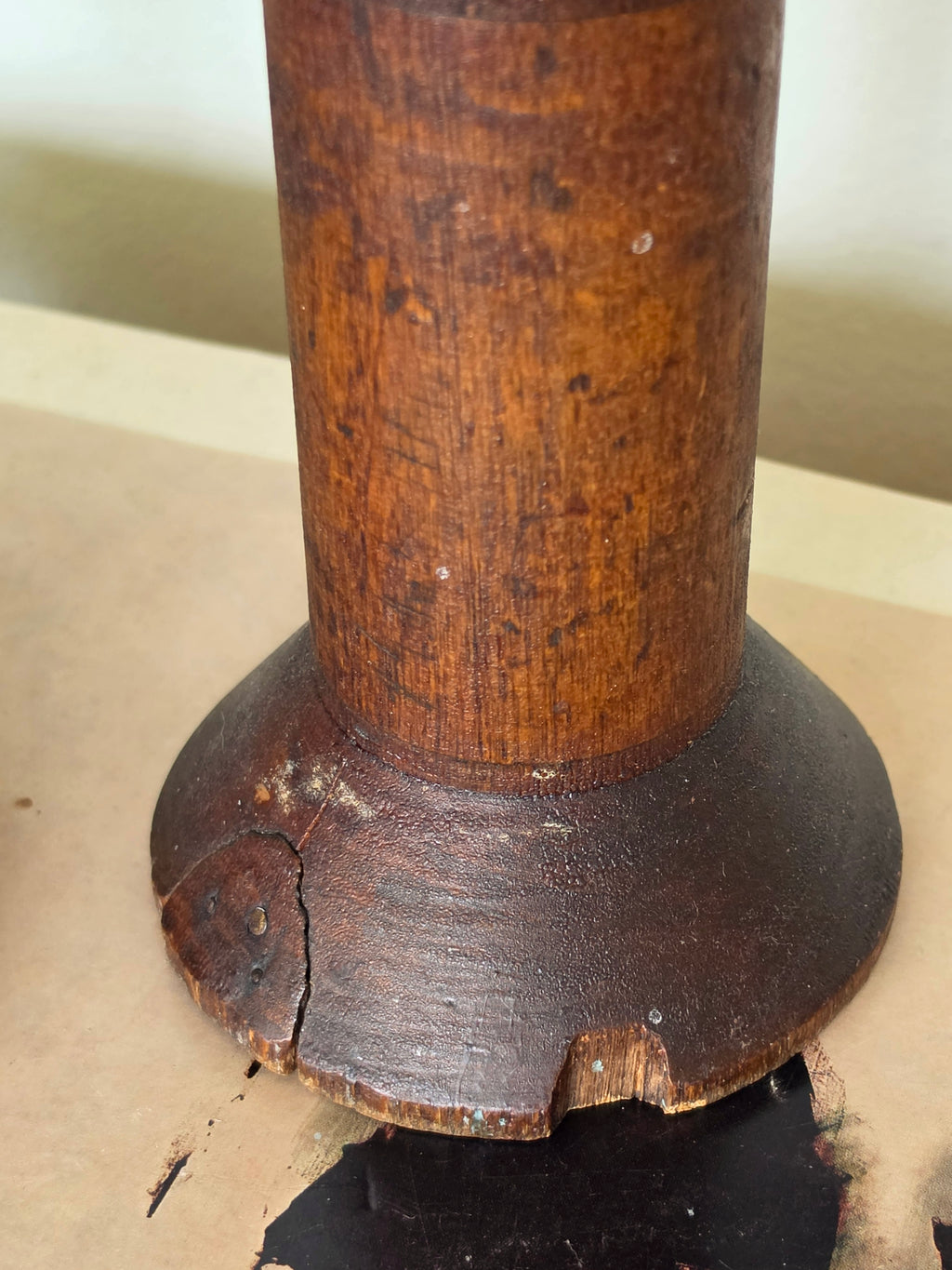 Pair of Rustic Wood Candlesticks