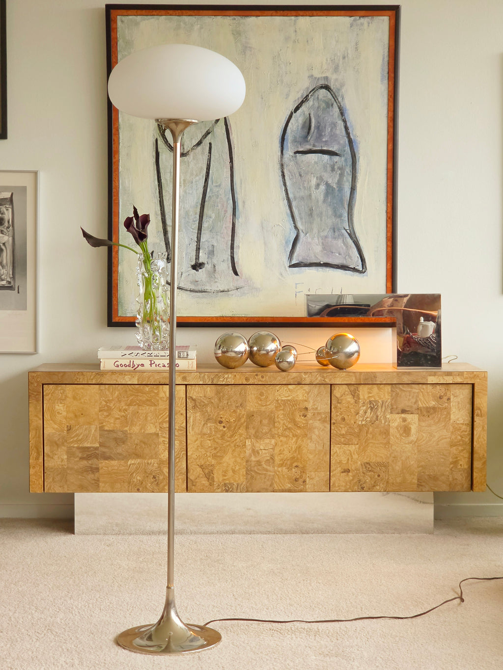 Vintage Laurel Floor Lamp with Chrome Base