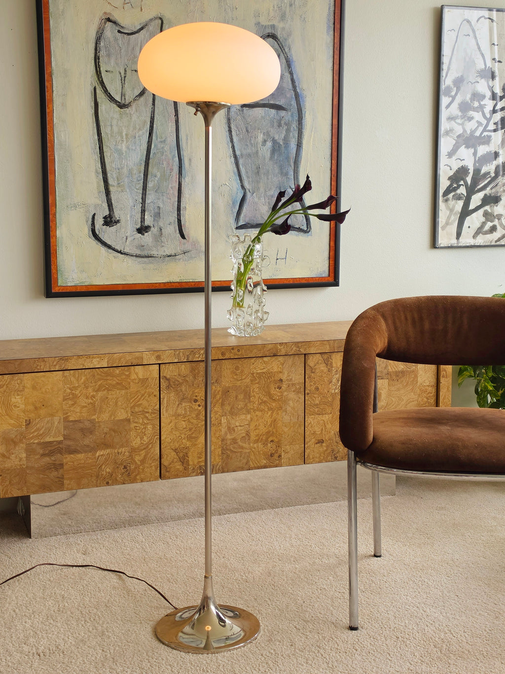 Vintage Laurel Floor Lamp with Chrome Base