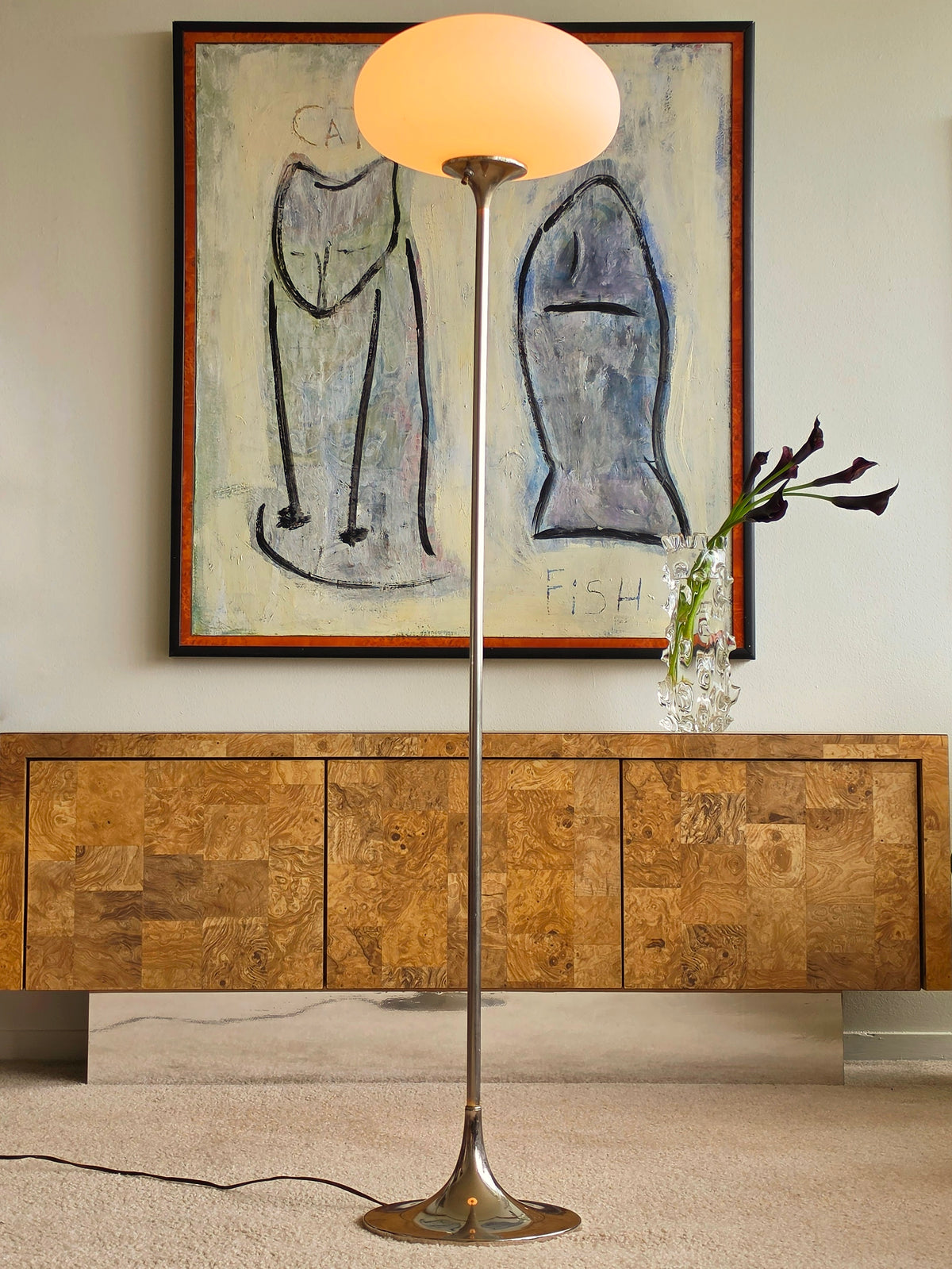 Vintage Laurel Floor Lamp with Chrome Base