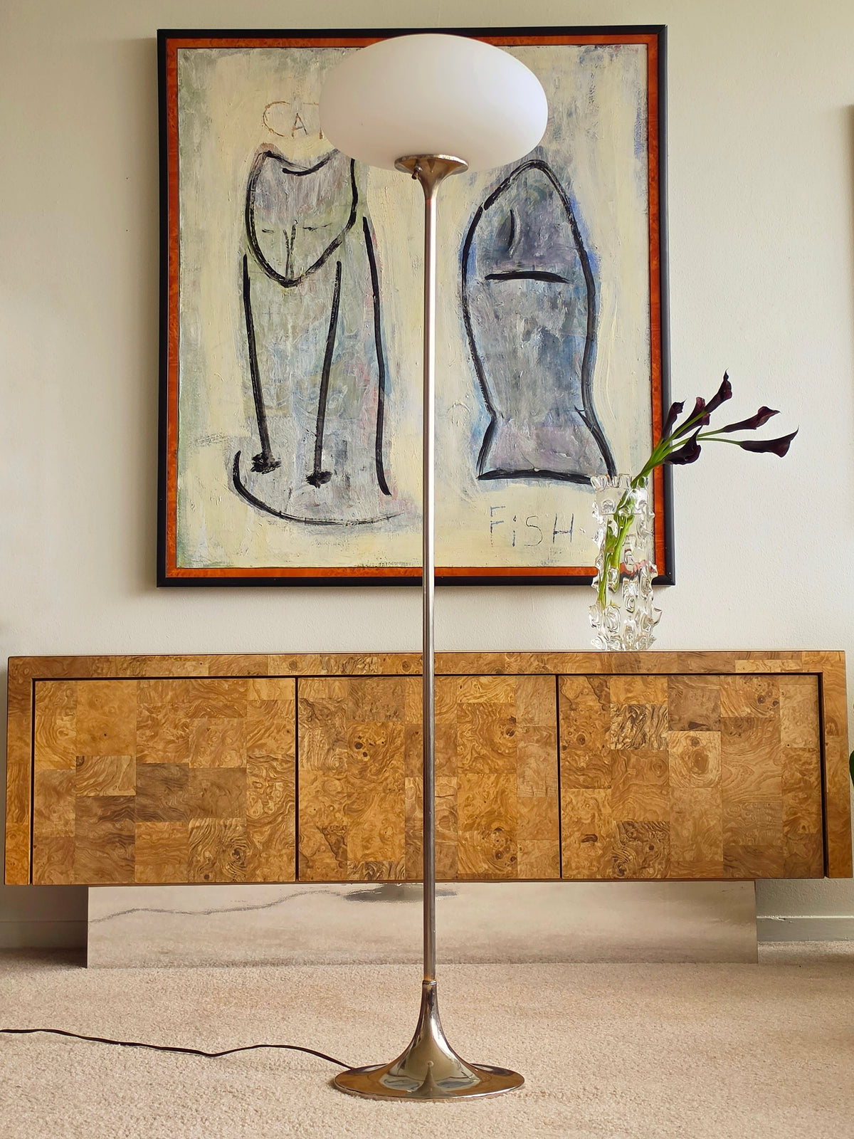 Vintage Laurel Floor Lamp with Chrome Base