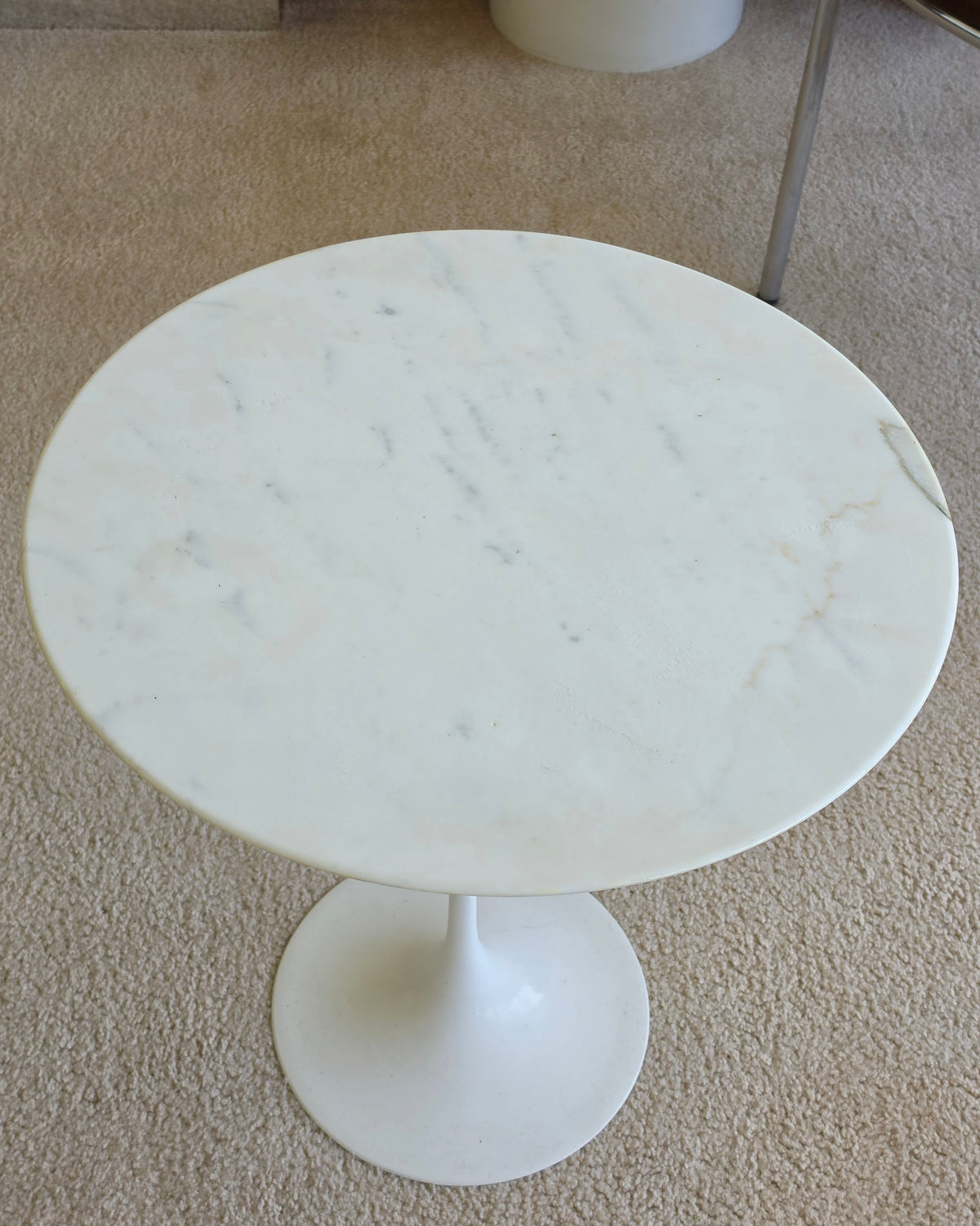 Vintage Knoll Saarinen Tulip Side Table with Marble Top