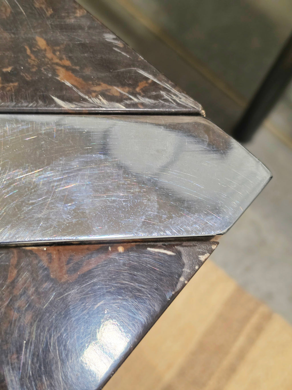 Vintage Postmodern Chrome and Cast-Stone Coffee Table