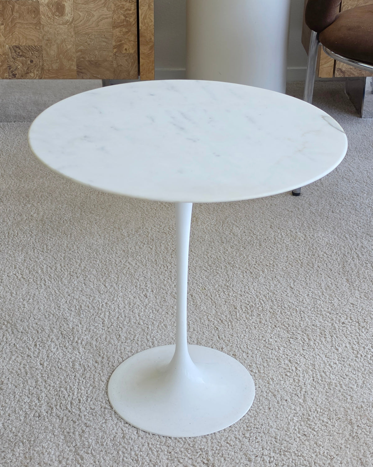 Vintage Knoll Saarinen Tulip Side Table with Marble Top